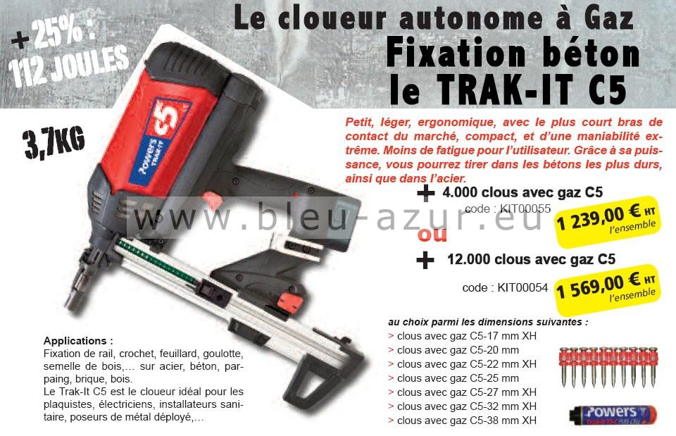 Offre spéciale Cloueur autonome à Gaz Fixation Béton TRAK-IT C5 - Fiche technique Offre spéciale Cloueur autonome à Gaz Fixation Béton TRAK-IT C5 - Fiche technique