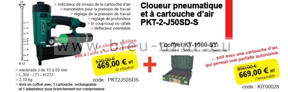 Offre spéciale du Cloueur pneumatique et à cartouche d'air PKT-2-J50SD-S avec Coffret KT-1000-SY - Fiche technique Offre spéciale du Cloueur pneumatique et à cartouche d'air PKT-2-J50SD-S avec Coffret KT-1000-SY - Fiche technique