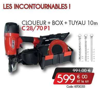 Kit cloueur C 28/70 P1 + box + tuyau 10m