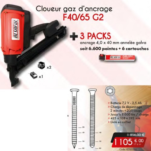 KIt Cloueur GAZ ancrage F40/65 G2 KIt Cloueur GAZ ancrage F40/65 G2