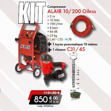 Clicfixation | kit-cloueur-c31/45-compresseur-tuyau pneumatique