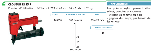 Cloueur pneumatique RI 25 P - Fiche technique Cloueur pneumatique RI 25 P - Fiche technique