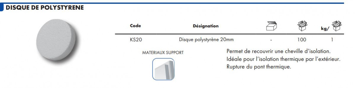 Disque de polystyrène 20mm