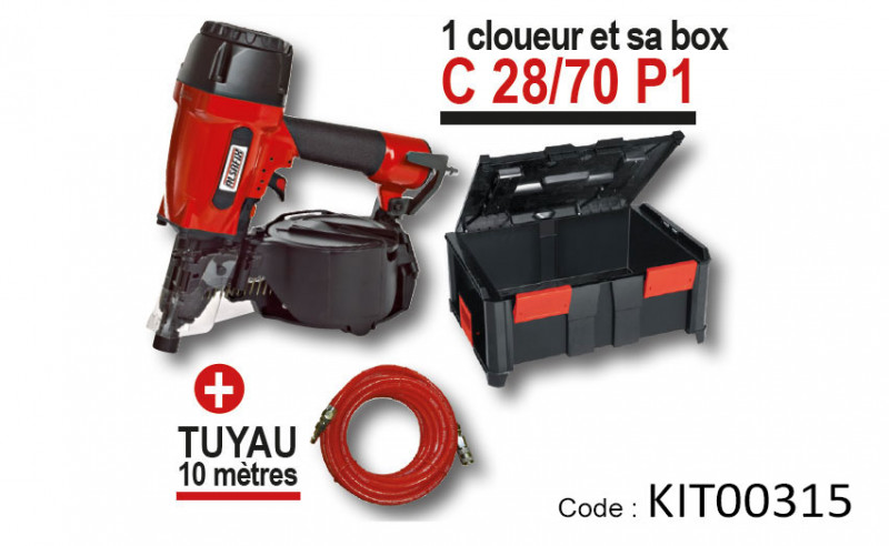 Offre spéciale - Cloueur C 28/70 P1 et sa box + tuyau de 10 mètres - Fiche technique