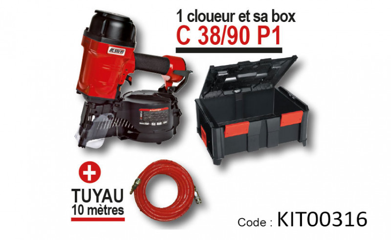 Offre spéciale - Cloueur C 38/90 P1 et sa box + tuyau de 10 mètres